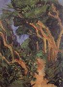Ernst Ludwig Kirchner Fehmarn Landscape-forest path oil painting artist